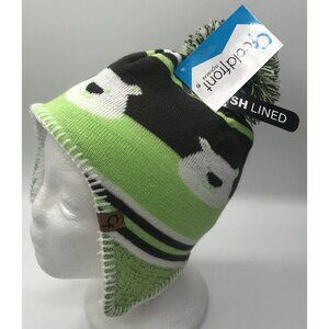 Cold Front Hat Toddler Boys Size 2-4 Winter Beanie Polar‎ Bear Green Faux Sherpa